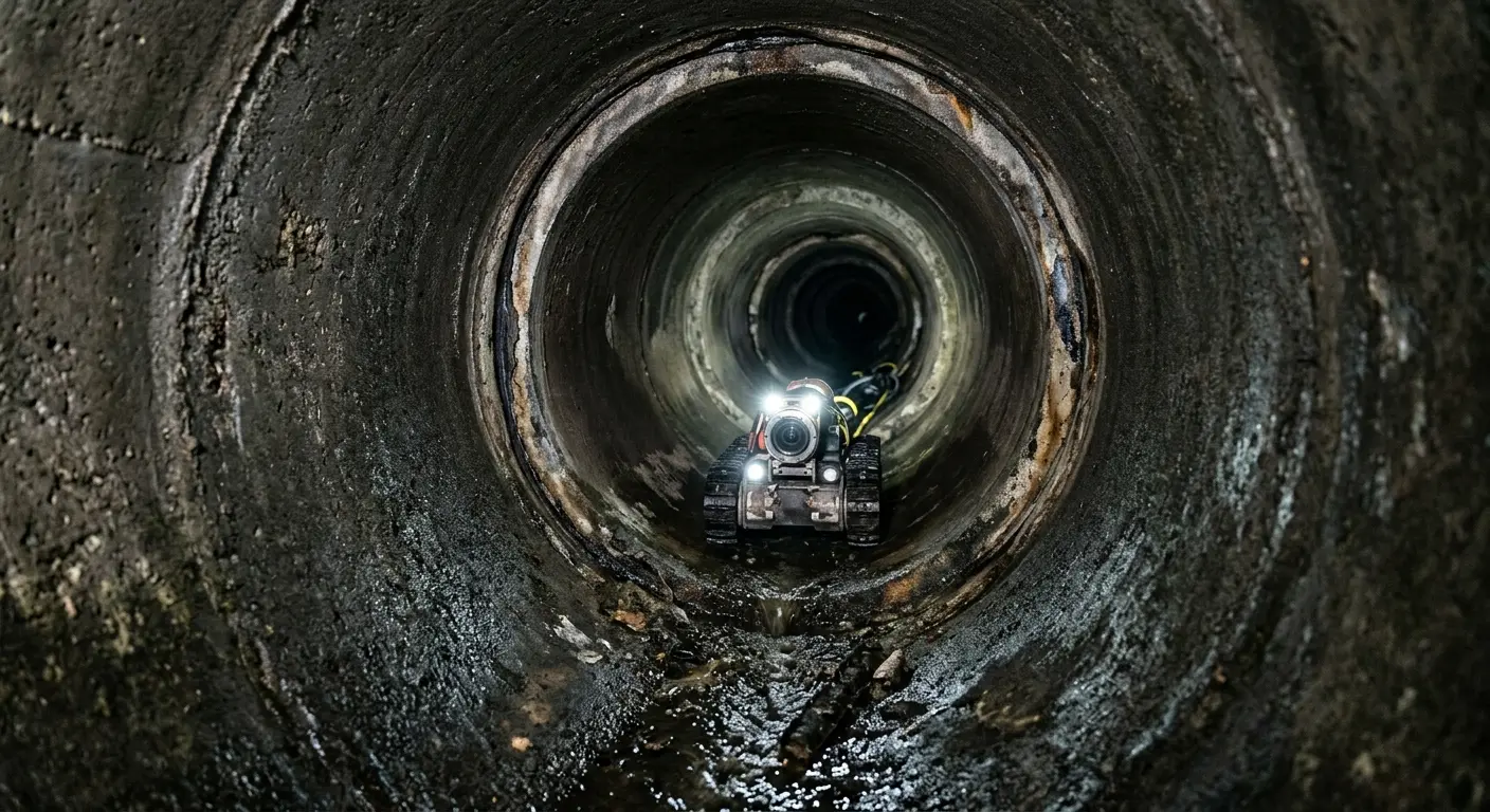 Robotic sewer camera inspecting pipe interior for Sewer Line Cleaning in Castro Valley